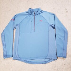 Outdoor Research Radiant Hybrid Pullover Mens Large Blue 1/4 Zip Fleece Lined